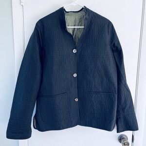 Diane Gilman Silk Jacket Lightweight Womans Medium Reversible Quilted Pockets